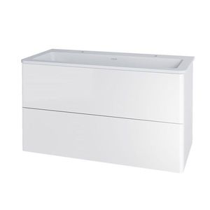 MEREO - Siena, kúpeľňová skrinka s umývadlom z liateho mramoru 101 cm, biela lesk CN412M2 vyobraziť