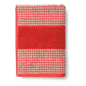 Červená froté osuška z Bio bavlny 70x140 cm Check – JUNA vyobraziť