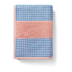 Modro-ružový froté uterák z Bio bavlny 50x100 cm Check – JUNA vyobraziť