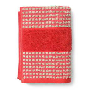 Červený froté uterák z Bio bavlny 50x100 cm Check – JUNA vyobraziť