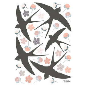 Hárok samolepiek 30x42 cm Flowers & Swallows – Lilipinso vyobraziť