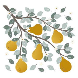 Hárok samolepiek 54x50 cm Pears On A Branch – Lilipinso vyobraziť