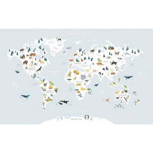 Detská tapeta 400 cm x 248 cm Animals World Map – Lilipinso vyobraziť