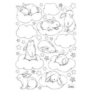 Hárok samolepiek 30x42 cm Bunnies, Clouds And Stars – Lilipinso vyobraziť