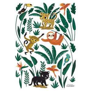 Hárok samolepiek 30x42 cm Jungle Animals – Lilipinso vyobraziť