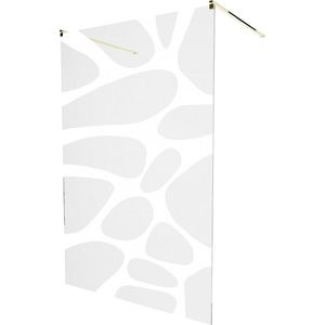 MEXEN/S - KIOTO samostatne stojaca sprchová zástena 100 x 200, transparent/biela vzor 8 mm, zlatá 800-100-002-50-97 vyobraziť