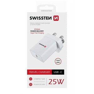 SWISSTEN Adaptér 230 V/25 W 1x USB-C, biela vyobraziť