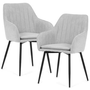 Súprava jedálenských polstrovaných stoličiek 2 ks, strieborná, 53 x 80 x 62 cm vyobraziť