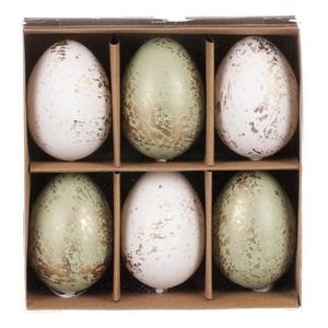Sada umelých veľkonočných vajíčok zlato zdobených, zeleno-biela, 6 ks​ vyobraziť