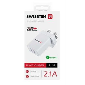 SWISSTEN Adaptér 230 V/2, 1 A 10, 5 W 2x USB, biela vyobraziť