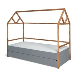 ArtBel Detská posteľ s prístelkou LOTTA domček | sivá 90 x 200 cm vyobraziť