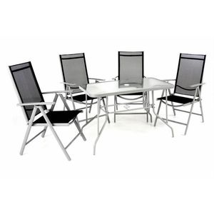 Garthen 40988 Záhradný skladací set stôl + 4 stoličky - čierna vyobraziť