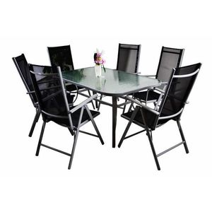 Sada sklenený stôl + 4 stoličky čierna vyobraziť