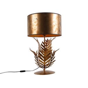Vintage stolná lampa zlatá s bronzovým tienidlom - Botanica vyobraziť
