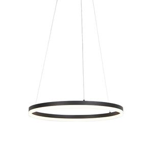 Dizajnové krúžkové závesné svietidlo čierne 60cm vrátane LED a stmievača - Anello vyobraziť