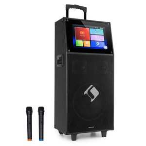 Auna KTV M, karaoke systém, 12, 1" dotykový displej, 2 UHF mikrofón, WiFi, BT, USB, SD, HDMI, vozík vyobraziť