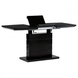 AUTRONIC HT-420 BK Jedálenský stôl 110+40x70 cm, čierna 4 mm sklenená doska, MDF, čierny matný lak vyobraziť
