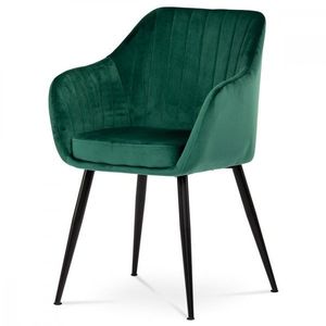 AUTRONIC PIKA GRN4 Jedálenská stolička, poťah zelená matná zamatová látka, kovové nohy, čierny matný lak vyobraziť