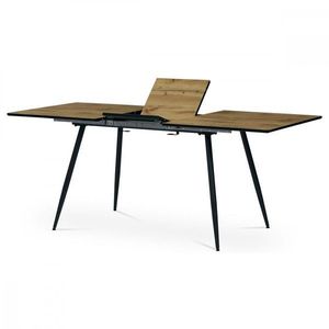 AUTRONIC HT-921 OAK Jídelní stůl, 140+40x80x76 cm, MDF deska, 3D dekor divoký dub, kov, černý lak vyobraziť