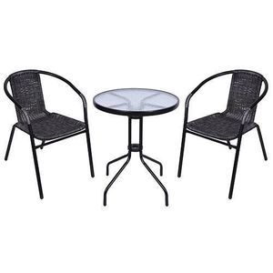 Set balkónový ALESIA, čierny/antracit, stôl 70x60 cm, 2x stolička 52x55x73 cm, oceľ vyobraziť