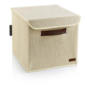 Béžový látkový úložný box s vekom 30x30x30 cm – Mioli Decor vyobraziť