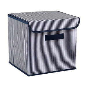 Modrý látkový úložný box s vekom 30x30x30 cm – Mioli Decor vyobraziť