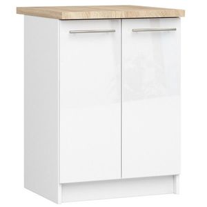 Kuchyňská skříňka Olivie S 60 cm 2D bílá/bílý lesk/dub sonoma vyobraziť