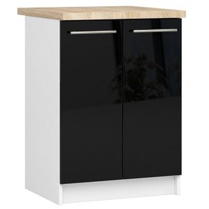 Kuchyňská skříňka Olivie S 60 cm 2D bílá/černý lesk/dub sonoma vyobraziť