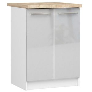 Kuchyňská skříňka Olivie S 60 cm 2D bílá/metalický lesk/dub sonoma vyobraziť