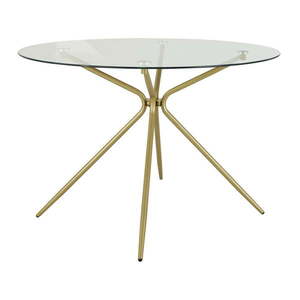 Okrúhly jedálenský stôl so sklenenou doskou v zlatej farbe ø 110 cm Silvie – Støraa vyobraziť