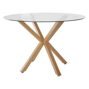 Okrúhly jedálenský stôl so sklenenou doskou v prírodnej farbe ø 120 cm Pablo – Støraa vyobraziť