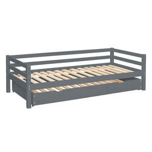 Sivá detská posteľ z borovicového dreva s výsuvným lôžkom 90x200 cm Alpi – Støraa vyobraziť