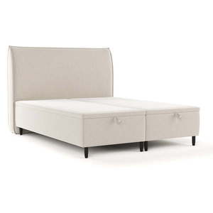 Béžová čalúnená dvojlôžková posteľ s úložným priestorom 140x200 cm Pearl – Maison de Rêve vyobraziť