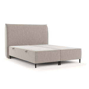 Sivá/béžová čalúnená dvojlôžková posteľ s úložným priestorom 200x200 cm Draco – Maison de Rêve vyobraziť