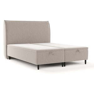 Sivobéžová čalúnená dvojlôžková posteľ s úložným priestorom 200x200 cm Pearl – Maison de Rêve vyobraziť