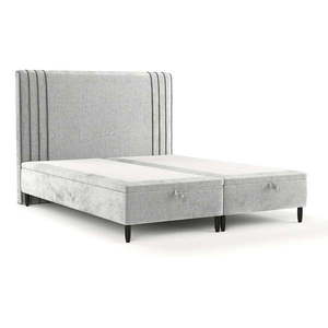 Sivá čalúnená dvojlôžková posteľ s úložným priestorom 200x200 cm Musca – Maison de Rêve vyobraziť