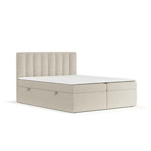 Béžová boxspring posteľ s úložným priestorom 140x200 cm Novento – Maison de Rêve vyobraziť