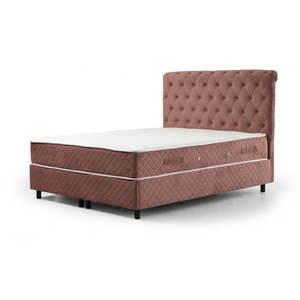 Ružová boxspring posteľ s úložným priestorom 140x200 cm Sonata – Kalune Design vyobraziť
