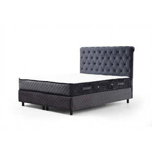 Tmavomodrá boxspring posteľ s úložným priestorom 140x200 cm Sonata – Kalune Design vyobraziť