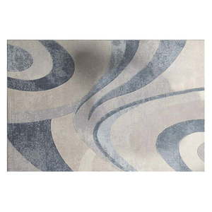 Modro-krémový prateľný koberec s prímesou bavlny 100x150 cm Stripy – Conceptum Hypnose vyobraziť