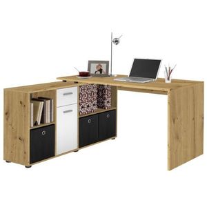 Písací stôl s regálom Lex, dub artisan/biely% vyobraziť