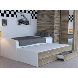 Rozkladacia posteľ Patrik Color 90x200 cm, biela/dub canyon% vyobraziť