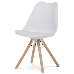 AUTRONIC CT-762 WT Jídelní židle, bílá plastová skořepina, sedák ekokůže, nohy masiv přírodní buk vyobraziť