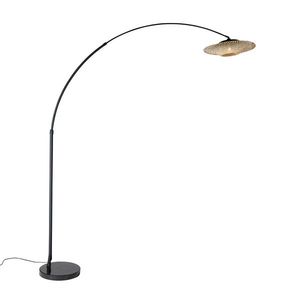 Moderne booglamp zwart oosterse kap met bamboe 50 cm - XXL Rina vyobraziť