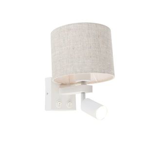 Nástenná lampa biela s lampou na čítanie a tienidlom 18 cm svetlo šedá - Brescia vyobraziť