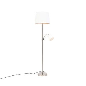 Inteligentná stojaca oceľová lampa s bielym tienidlom vrátane WiFi A60 a E14 - Retro vyobraziť
