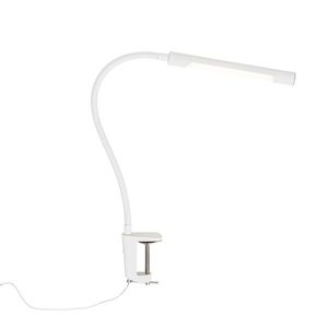 Upínacia stolová lampa biela vrátane LED s dotykovým stmievačom - Lionard vyobraziť