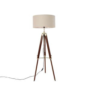 Stojacia lampa mosadzná s tienidlom svetlohnedá 50 cm statív - Cortin vyobraziť