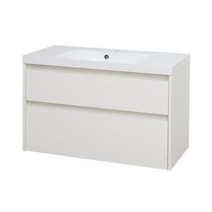 MEREO - Opto, kúpeľňová skrinka s umývadlom z liateho mramoru 101 cm, biela CN912M vyobraziť