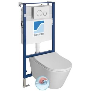 SAPHO - Závesné WC AVVA Rimless s podomietkovou nádržkou a tlačidlom Schwab, biela 100314-SET5 vyobraziť